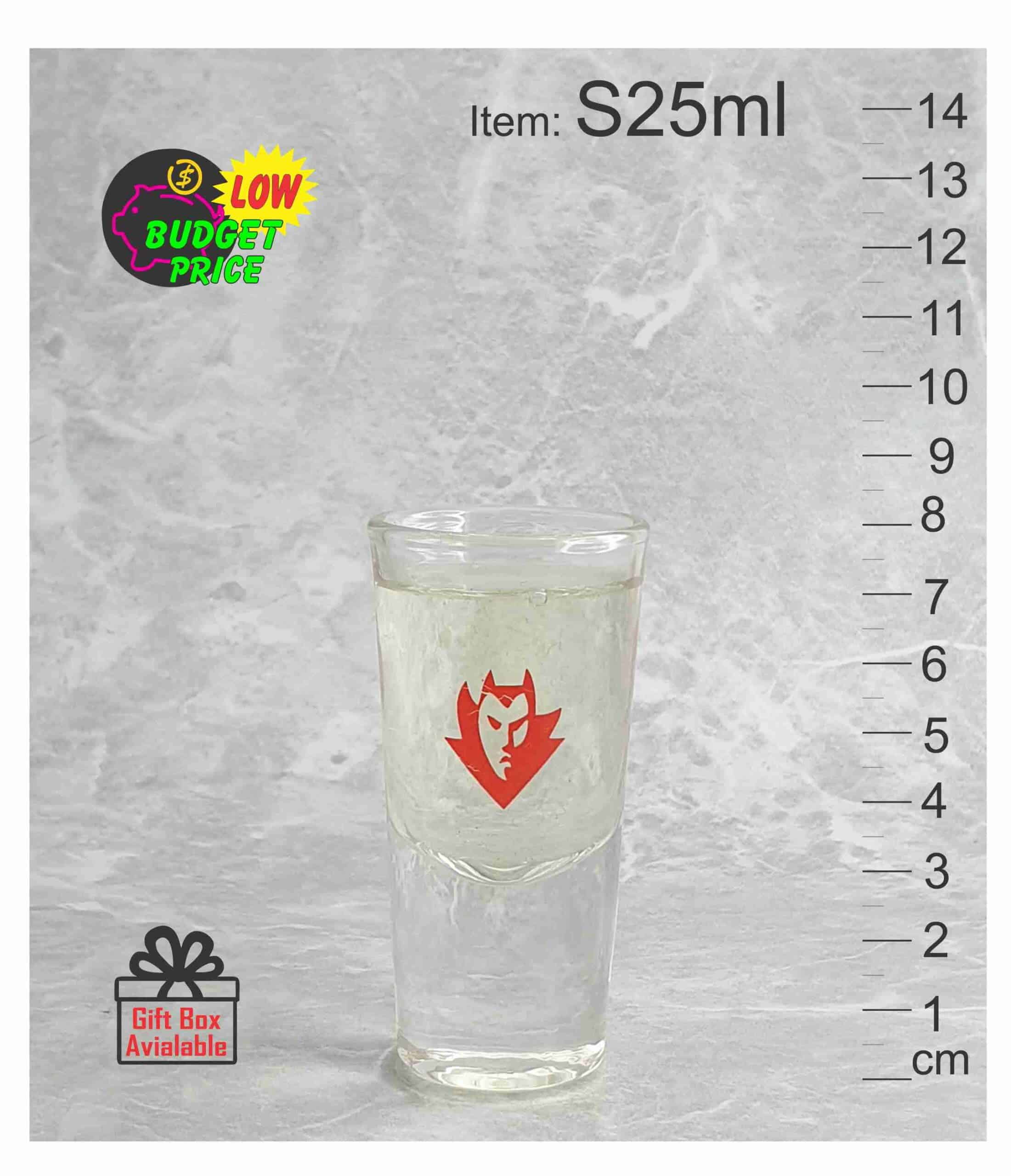 S25ml red logo decal printed vodka whisky cup shot glass event festival Australia abc2000 scaled